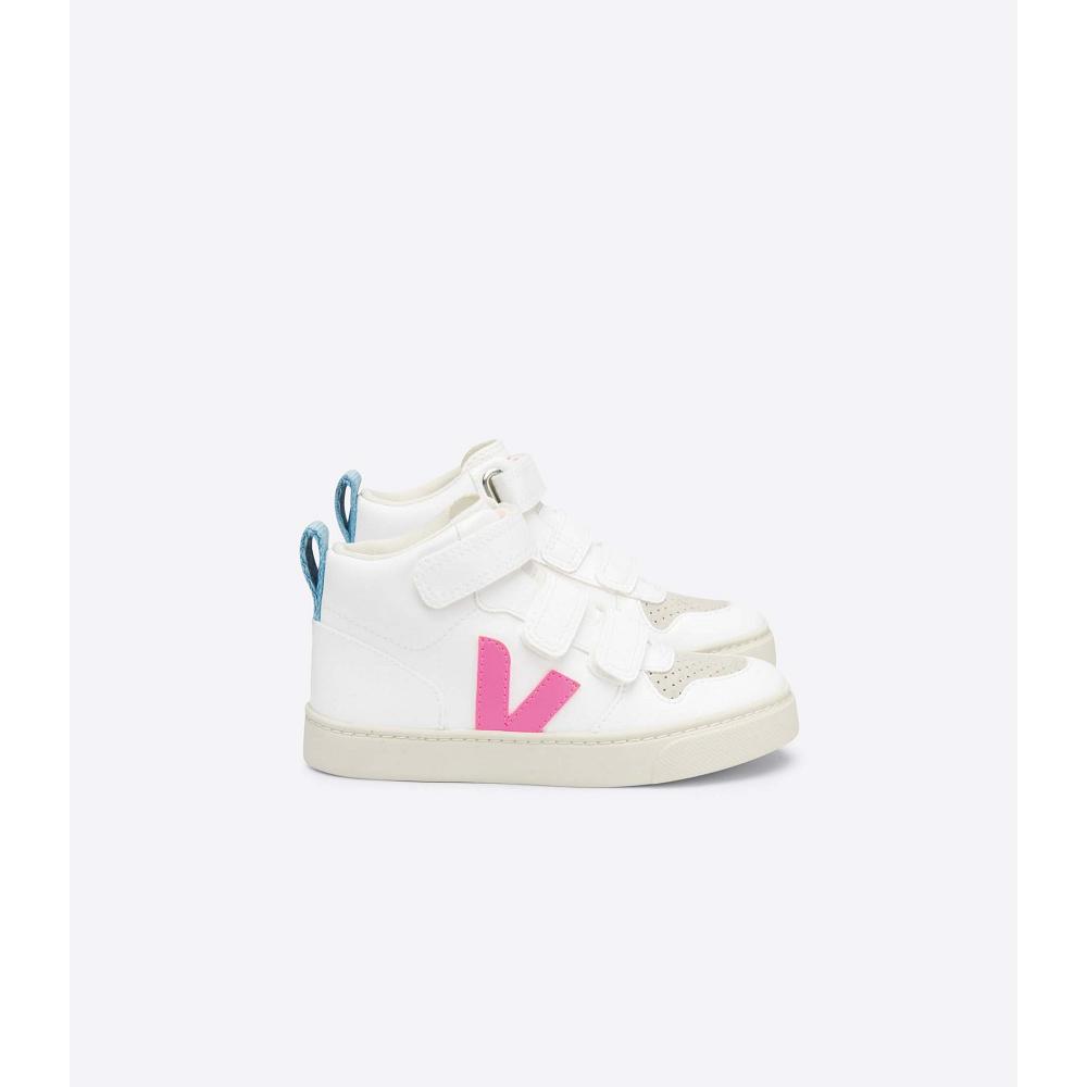 Veja V-10 MID CWL Kids\' Shoes White/Blue/Pink | NZ 799ZUT